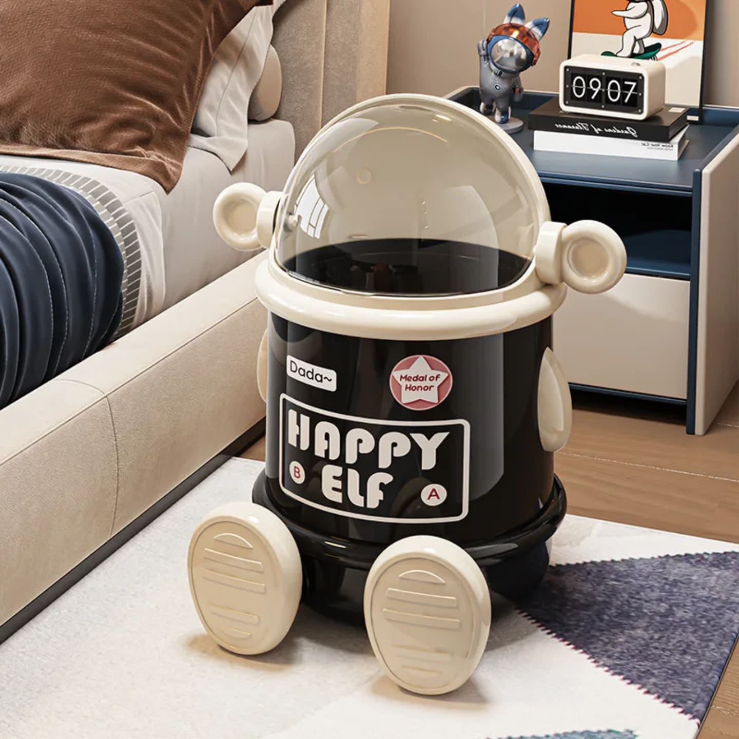 Kanta za smece robot dizajn pogodna za deciju sobu pored kreveta