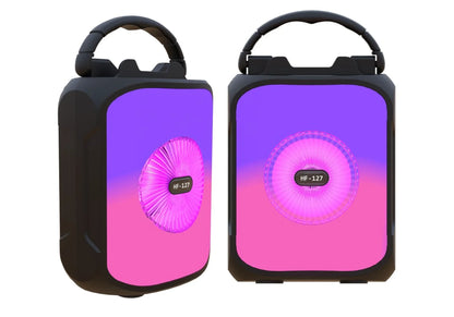 Prednja i bocna strana karaoke bluetooth zvucnika HF-127 sa RGB osvetljenjem
