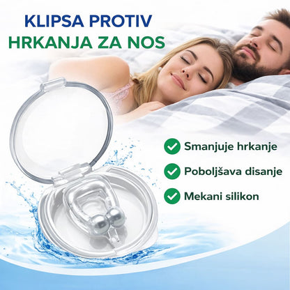Klipsa protiv hrkanja za nos od mekog silikona sa magnetnim kuglicama i porukom smanjuje hrkanje i poboljsava disanje