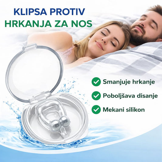 Klipsa protiv hrkanja za nos od mekog silikona sa magnetnim kuglicama i porukom smanjuje hrkanje i poboljsava disanje