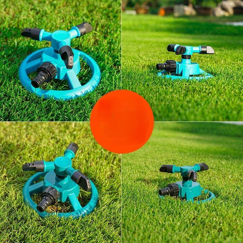 prskalica za zalivanje trave postavljena na travnjaku u vise uglova