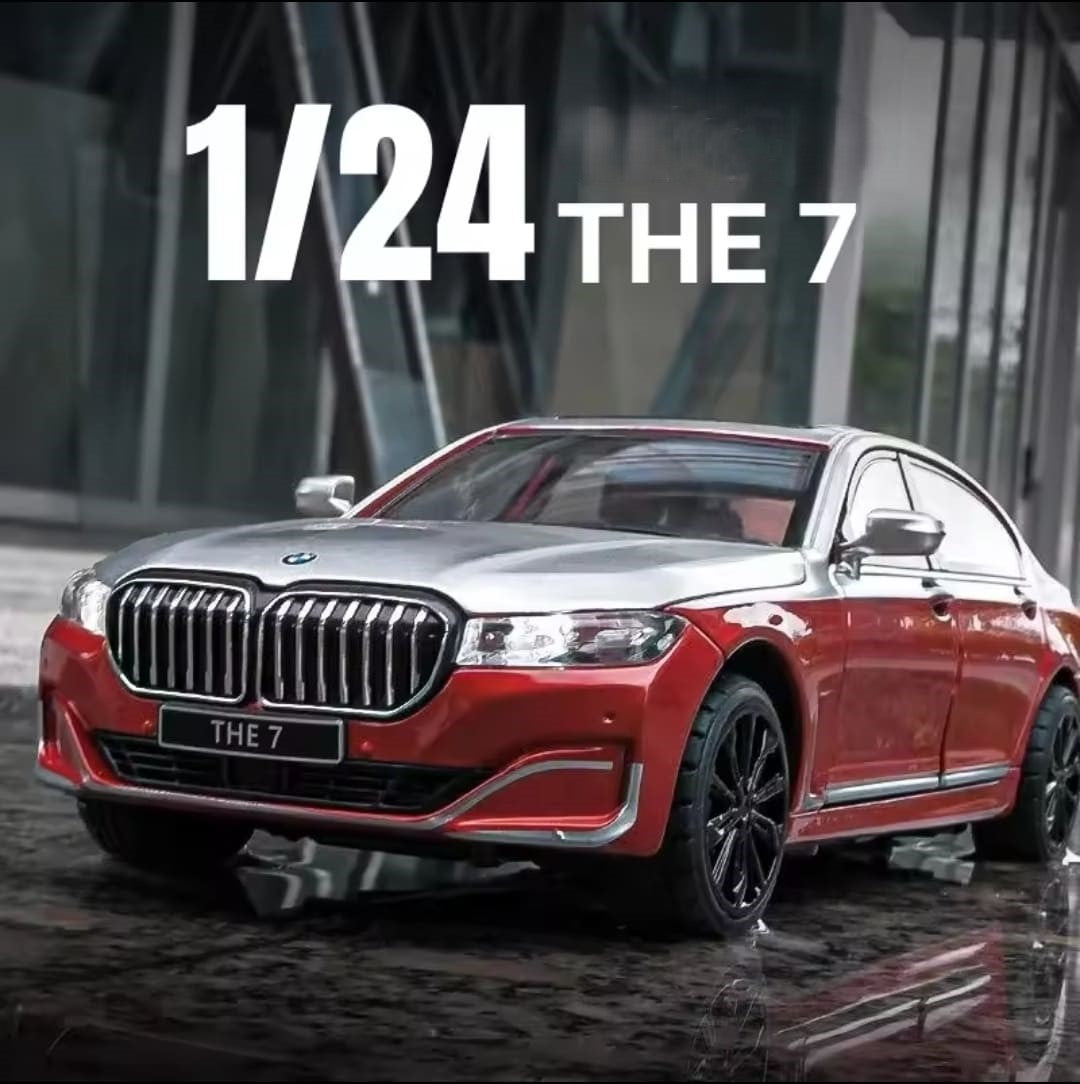 kolekcionarski auto 1 24  serija 7 u crveno srebrnoj boji sa realnim dizajnom i luksuznim detaljima