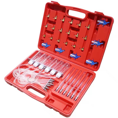 kompletan set alata za servisiranje dizni u crvenom koferu za auto mehanicare