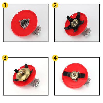 Prikaz koraka za laku i brzu montazu nozeva na glavu trimera. Detaljno uputstvo za kucnu upotrebu.
