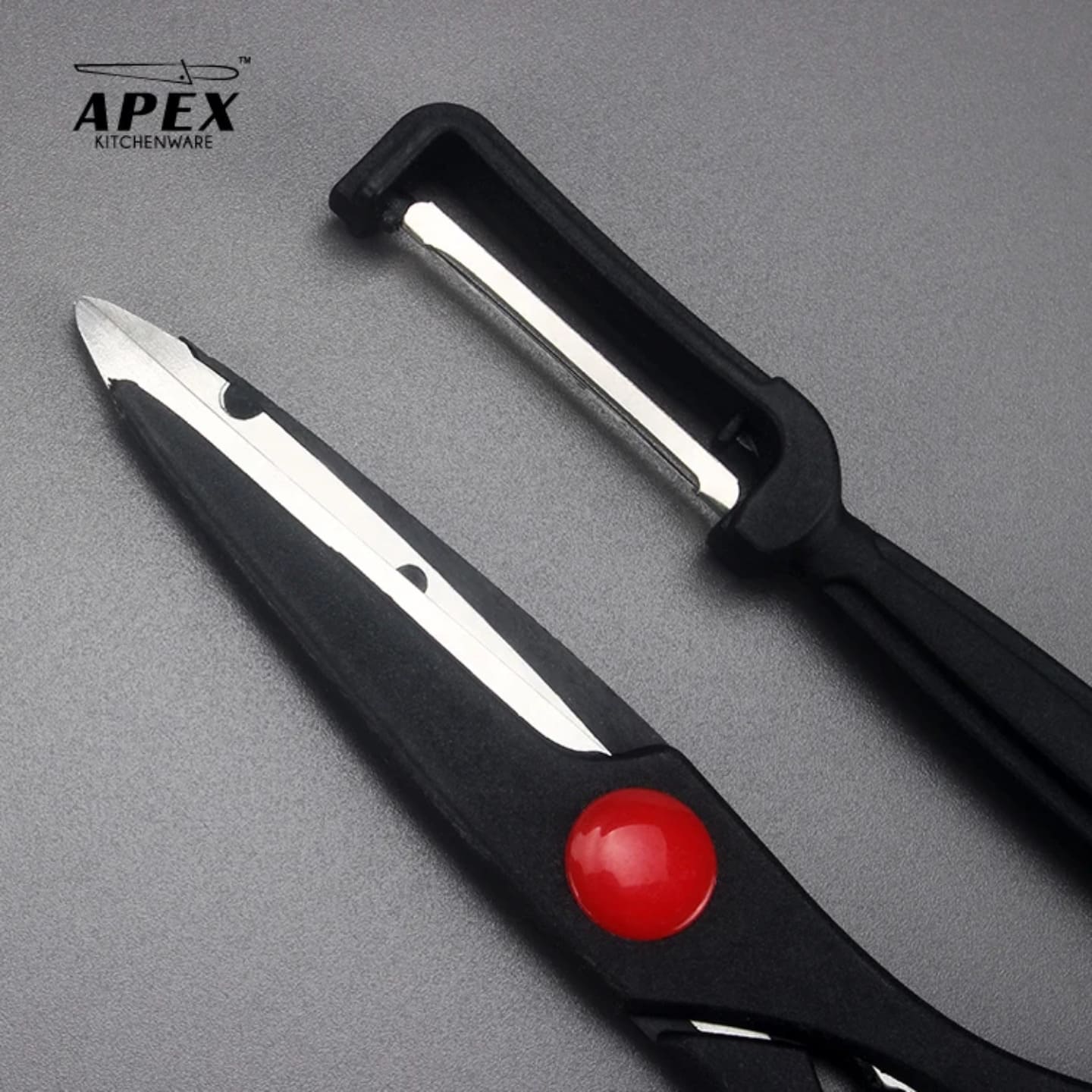 kuhinjske makaze i gulilica za povrce i voce od inox celika