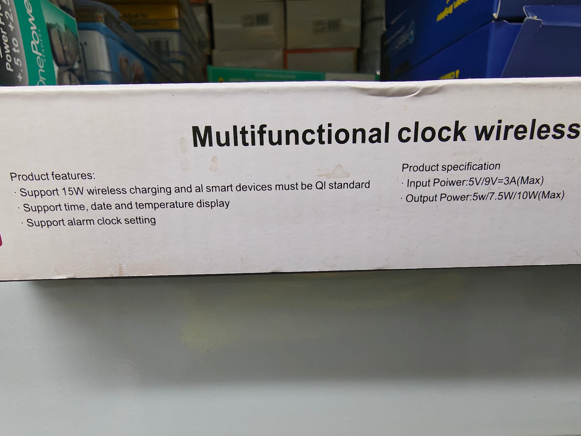 Kutija multifunkcionalnog digitalnog sata sa bezicnim punjacem i opisom funkcija