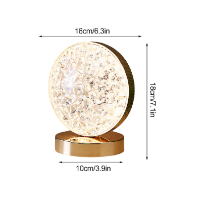Dimenzije kristalne lampe 16x10 cm. Idealna velicina stona lampa za spavacu sobu i dnevni boravak.
