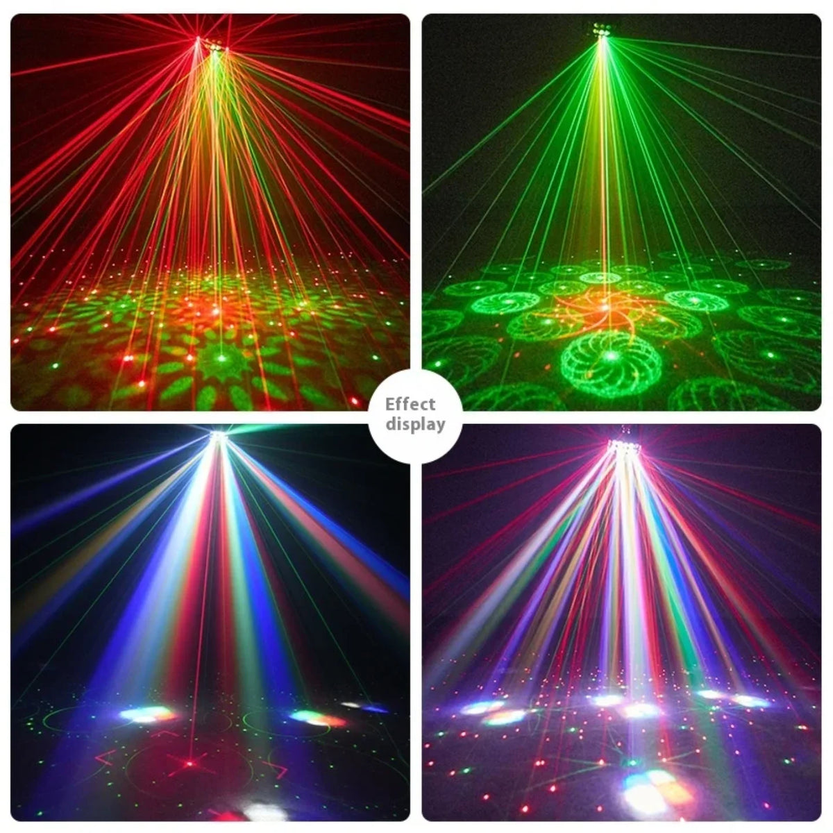 Razliciti laserski i RGB svetlosni efekti disko lampe