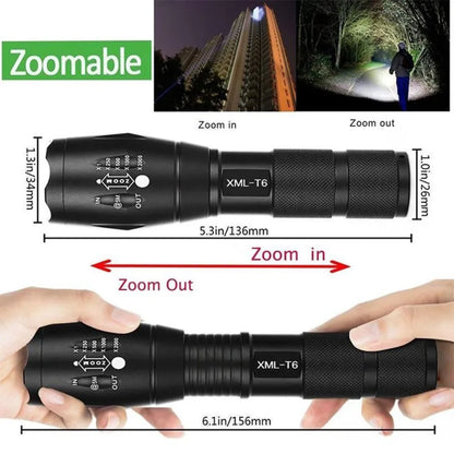 LED baterijska lampa T6 sa podesivim zumom i prikazom dimenzija