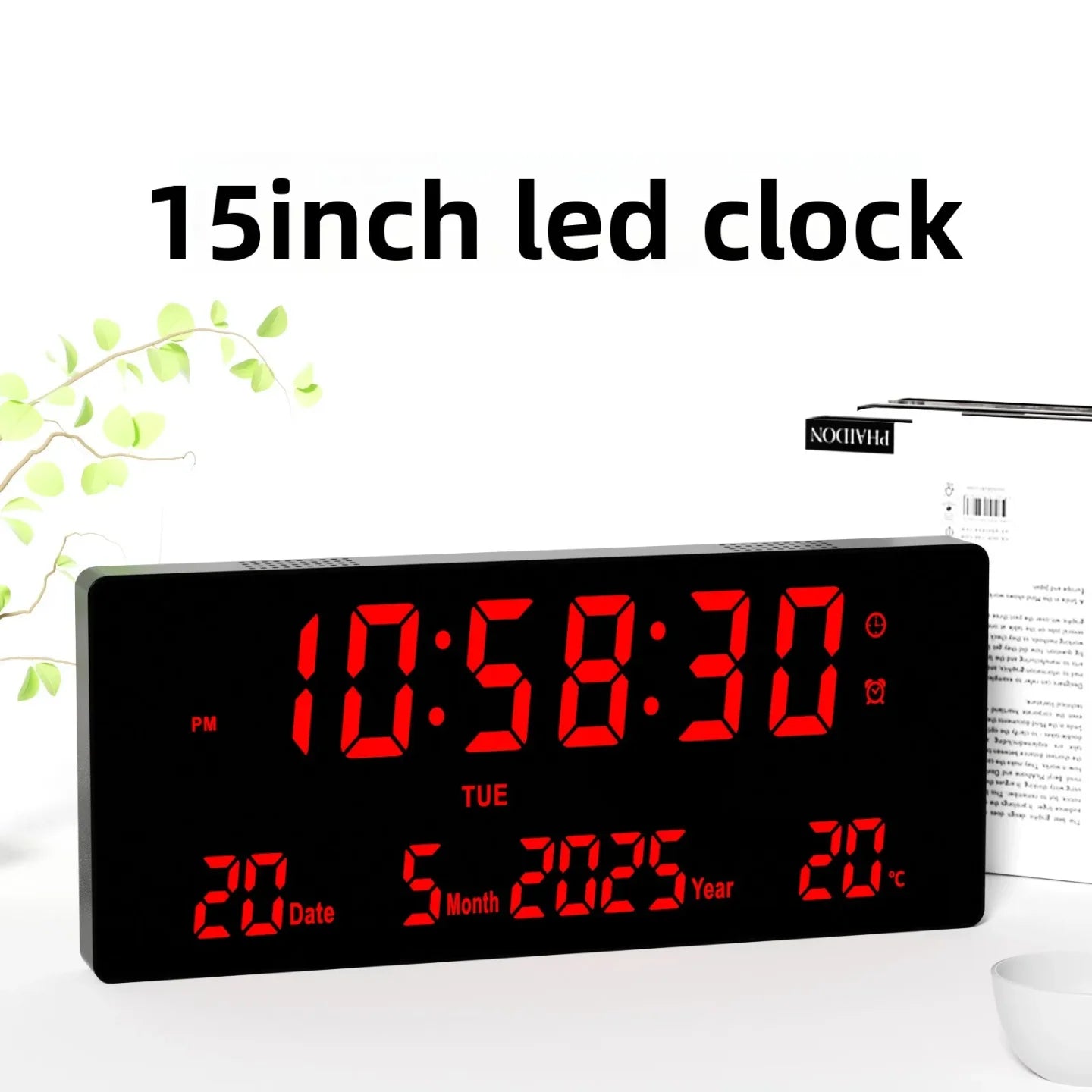 LED digitalni sat 15 inca sa velikim crvenim ciframa