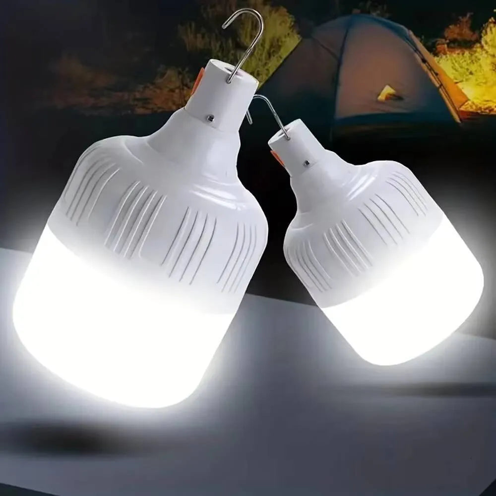 Bela LED kamperska lampa sa jakim osvetljenjem i metalnom kukom