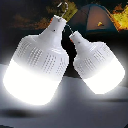 Bela LED kamperska lampa sa jakim osvetljenjem i metalnom kukom