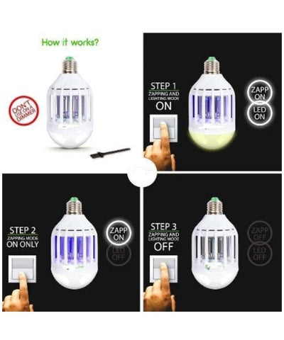 LED sijalica protiv komaraca, razliciti modovi. Kombinovano svetlo ili samo UV za fleksibilnu upotrebu.