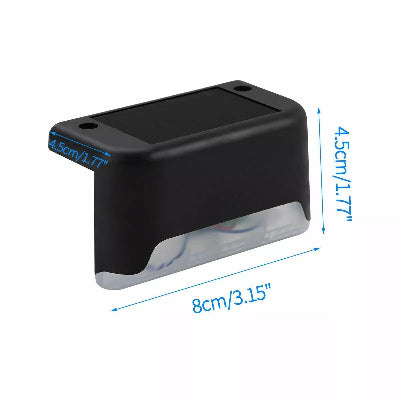 Dimenzije solarne LED lampe. Kompaktan dizajn idealan za montiranje na ograde, stepenice i terase.