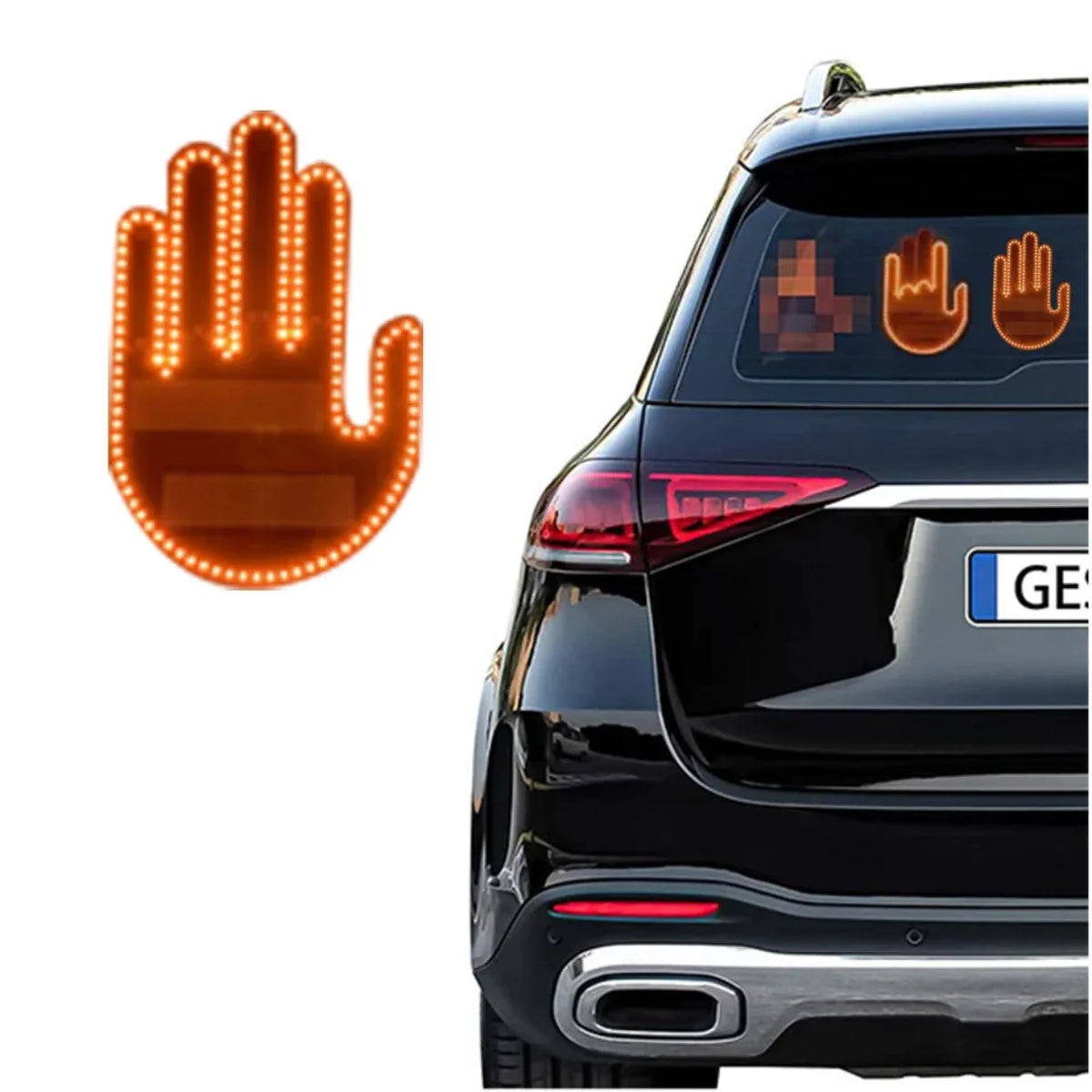 Svetleci LED znak u obliku sake na zadnjem staklu automobila