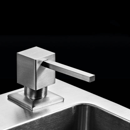 Luxshiny cetvrtasti dozator sapuna za sudoperu. Metalni dispenzer za tecni sapun za kuhinju. Ugradni dozer za inox sudoperu.