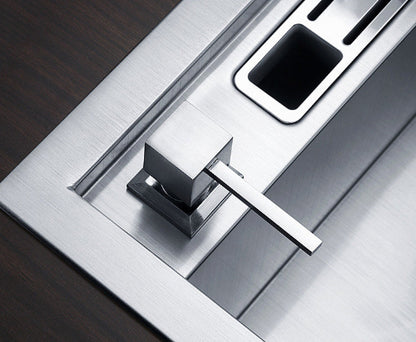 Luxshiny inox dozator sapuna ugradni. Metalni dispenzer za tecni sapun za kuhinjsku sudoperu. Kvalitetan dozer za sapun Luxshiny Beograd.