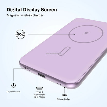 Detaljan prikaz magnetne baterije sa usb c portom i indikatorom napunjenosti