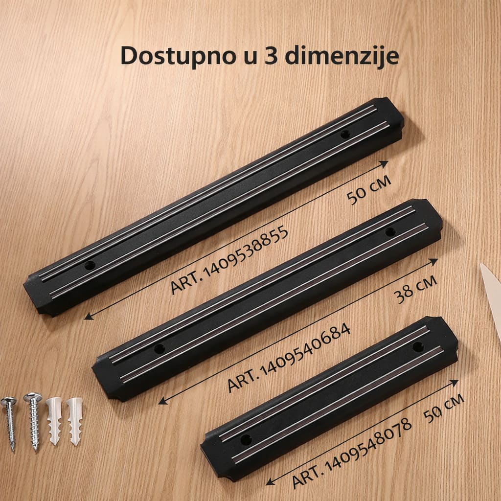 magnetni drzaci za nozeve dostupni u dimenzijama 33 38 i 50 cm