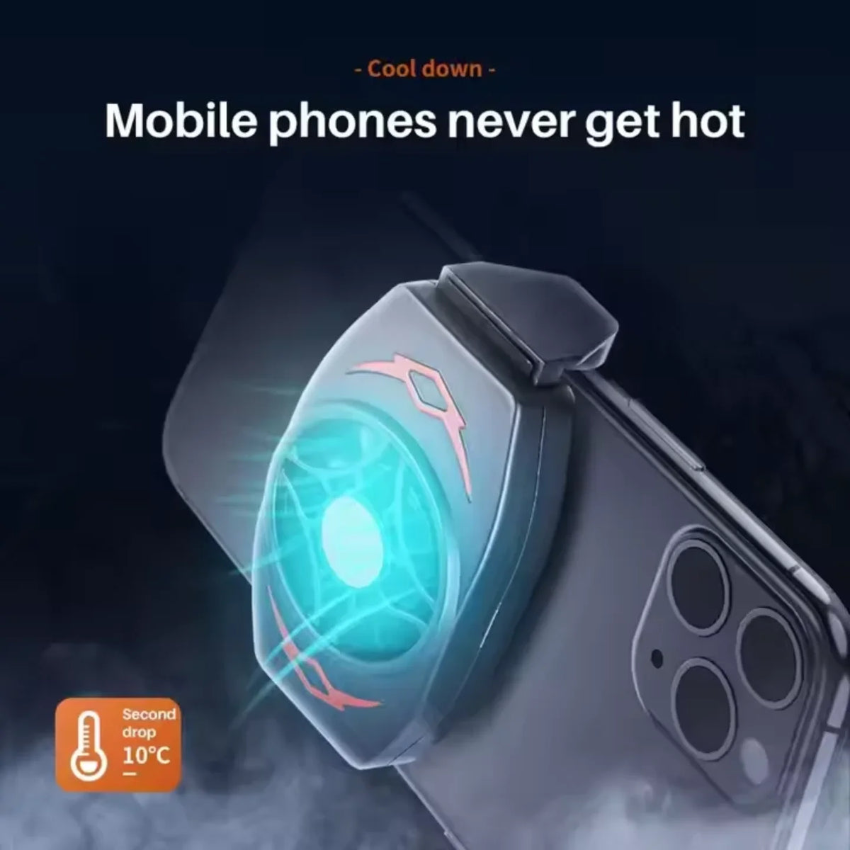 Magnetni hladnjak za telefon sa plavim LED svetlom tokom hladjenja