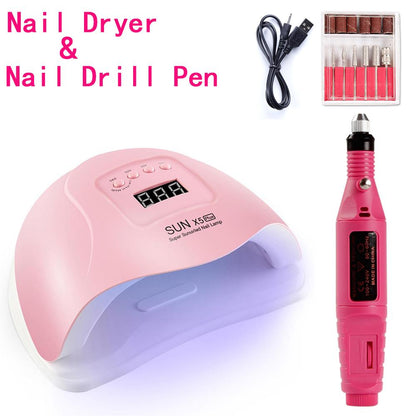 Kompletan set za nokte koji sadrzi profesionalnu lampu turpiju i set metalnih nastavaka