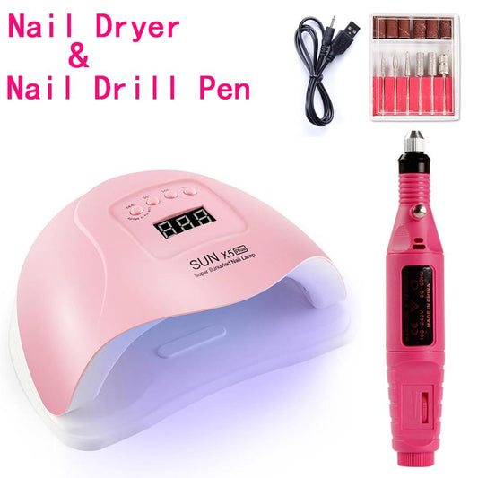 Kompletan set za nokte koji sadrzi profesionalnu lampu turpiju i set metalnih nastavaka