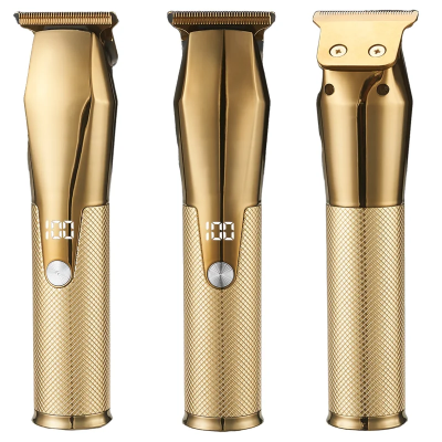 Profesionalna masinica za sisanje i trimovanje kose brade detaljni prikaz luksuzni zlatni dizajn LCD displej 100 indikator napunjenosti baterije
