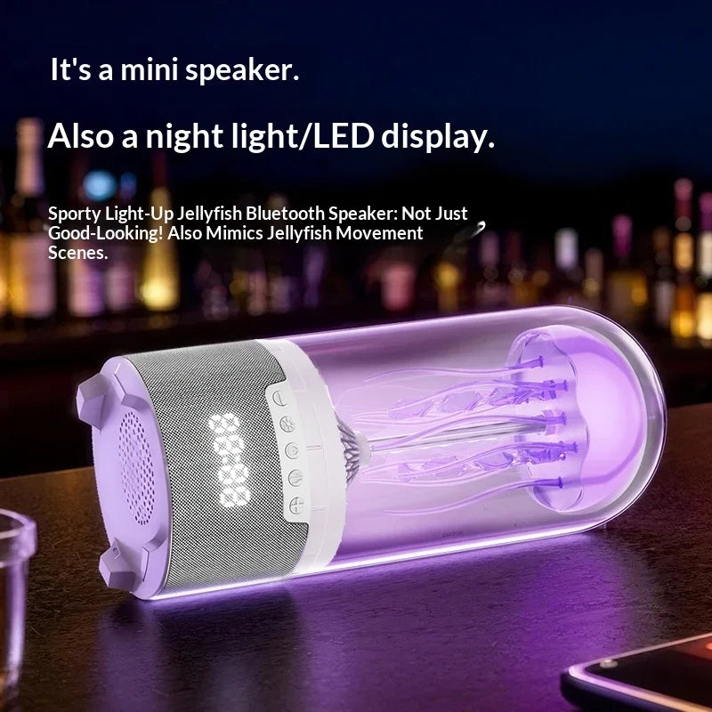 Bluetooth zvucnik meduza sa ljubicastim LED svetlom kao nocna lampa i mini zvucnik