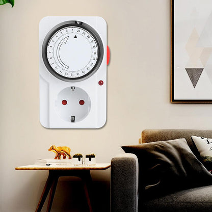 Mehanički tajmer za utičnicu postavljen u dnevnoj sobi
