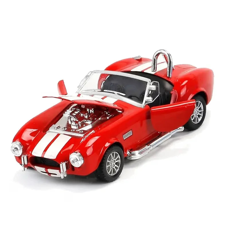 Crveni metalni model sportskog retro auta 1:28 sa otvorenom haubom