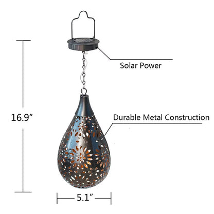 Prikaz dimenzija visine i sirine metalne lampe na beloj pozadini sa oznacenim solarnim panelom na vrhu