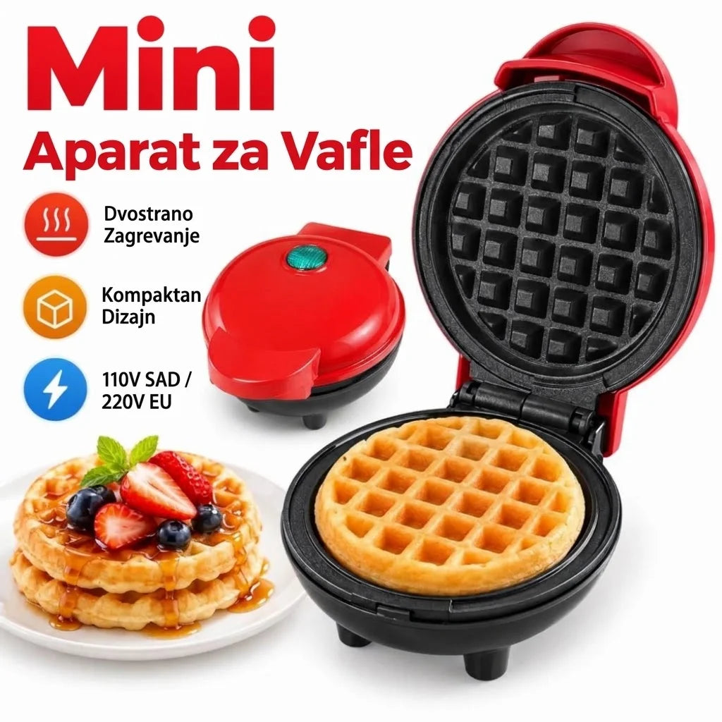Mini aparat za galete crvene boje sa ispecenom galetom