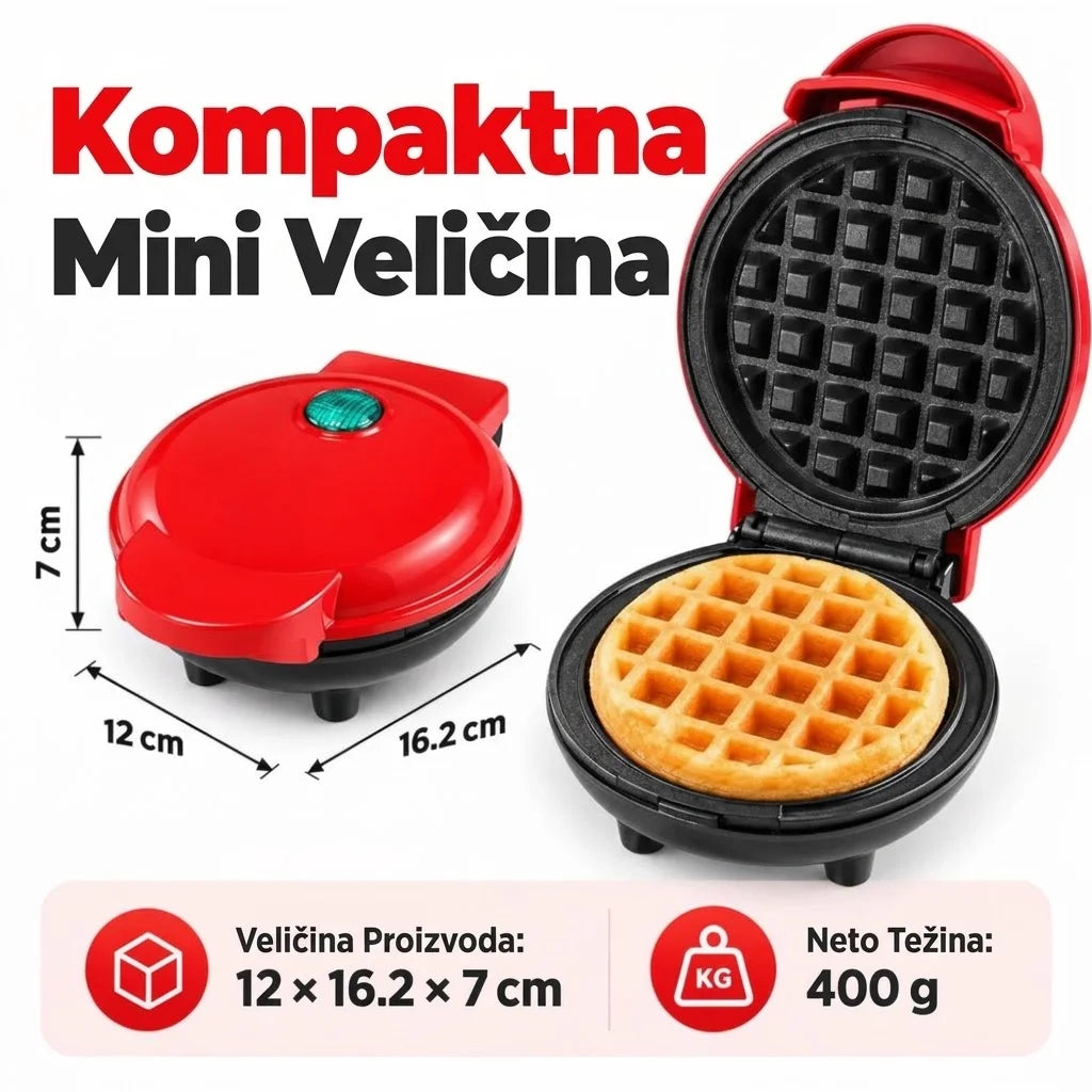 Dimenzije mini aparata za galete sa prikazom velicine i tezine