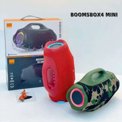 Crveni i maskirni mini bluetooth zvucnik sa RGB svetlom i priborom