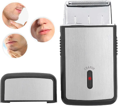 Kompaktni mini elektricni brijac sa crvenom lampicom za punjenje i primenom na licu
