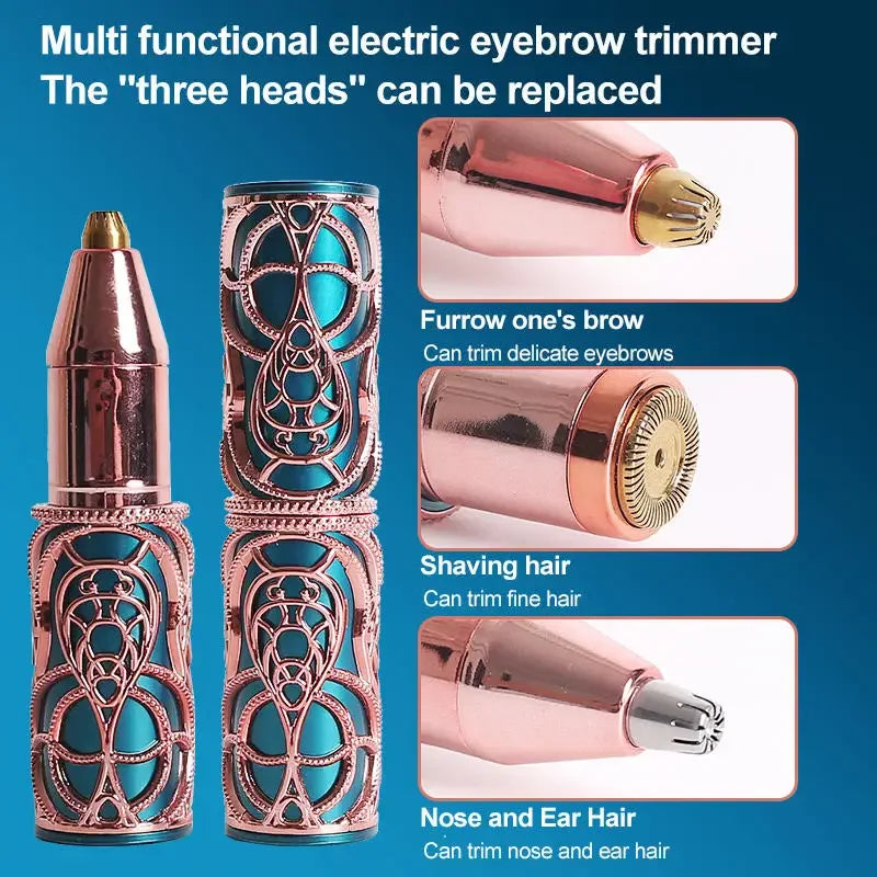 Mini elektricni trimer za obrve sa tri zamenljive glave