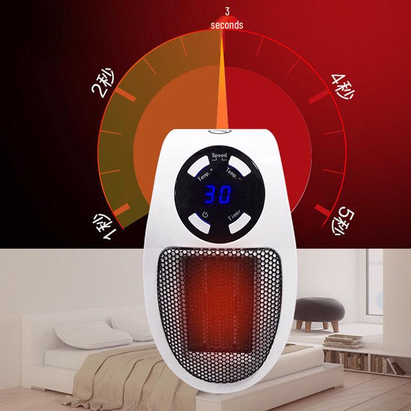 mini grejalica za uticnicu sa digitalnim displejom u spavacoj sobi