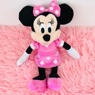 Plisani Mini Maus lutka maskota deciji poklon roze odelo tackice sa masnom