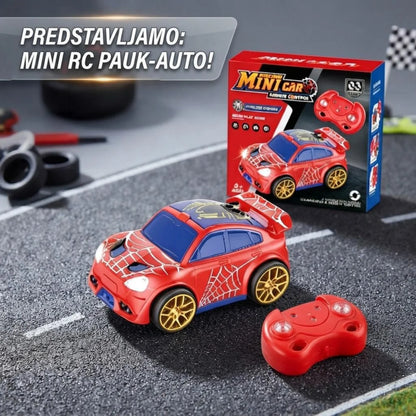 Mini RC auto spajder sa daljinskim upravljacem i kutijom na stazi