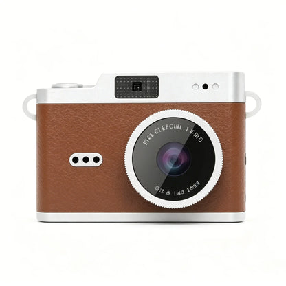 mini retro digitalni fotoaparat braon boja prednja strana