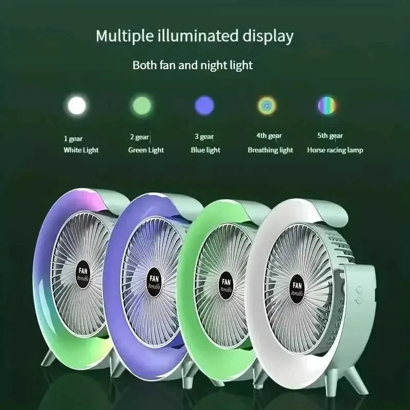 Mini ventilator sa LED svetlom u više boja i režima osvetljenja