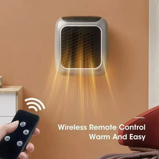 Mini zidna ventilatorska grejalica sa daljinskim upravljacem u radu