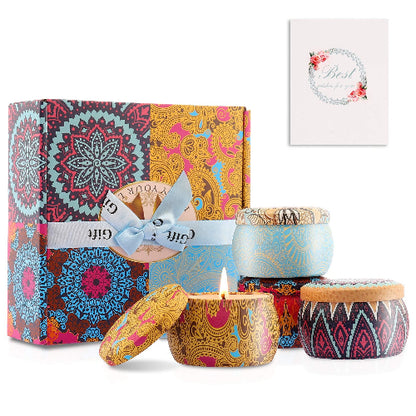 Mirisne svece poklon set. Aromaticne svece za opustanje. Set mirisnih sveca u ukrasnoj kutiji. Idealan poklon za nju.