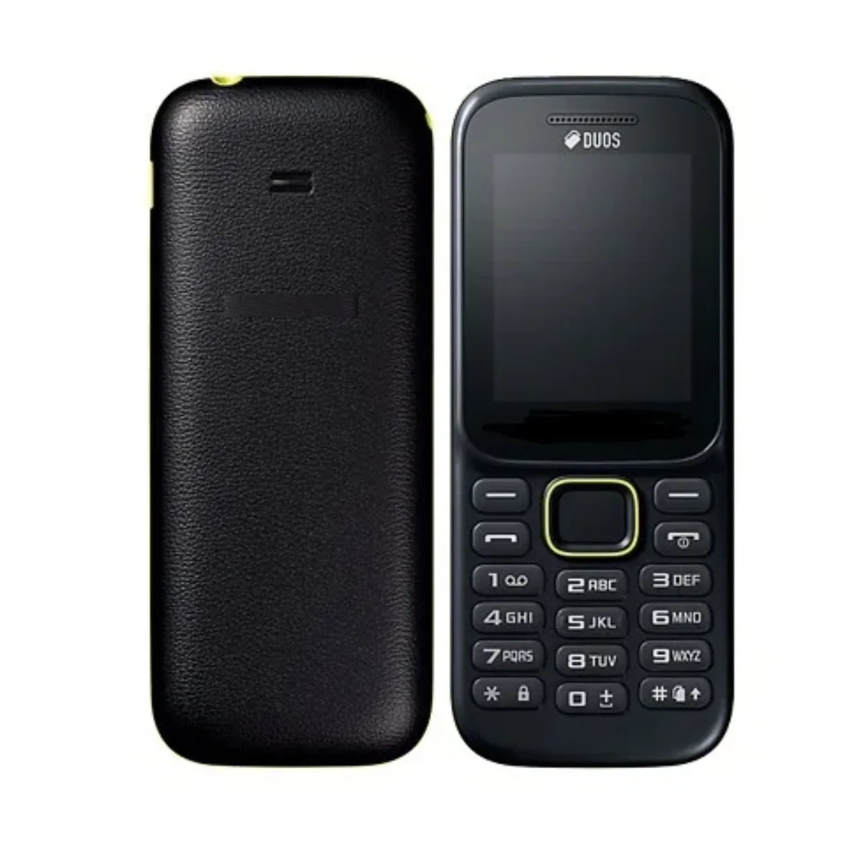 Crni mobilni telefon B310E prednja i zadnja strana