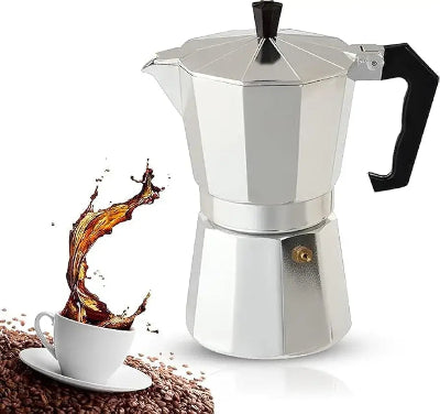 Moderan mokapot aparat za kafu sa soljicom sveze kafe. Pogodan za svaku kuhinju, donosi miris i ukus Italije u vas dom.