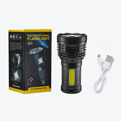 Multifunkcionalna LED baterijska lampa sa bocnim COB fenjerom i USB kablom za punjenje idealna za kampovanje i dom