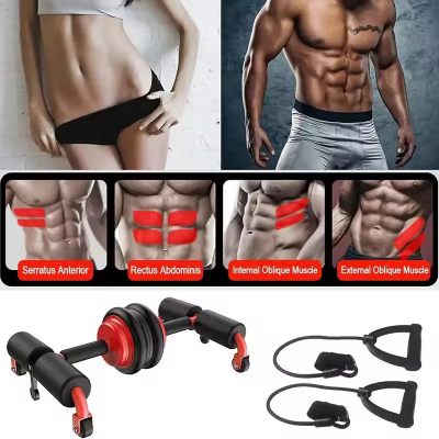 Aktivacija trbusnih misica rektus kosi misici stomaka sa ab rolerom i elasticnim trakama ceo set oprema za fitness