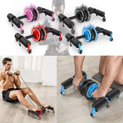 Vise boja sprava za vezbanje celo telo rolo tocak sa podlogom i rastegljivim trakama za fitness oprema