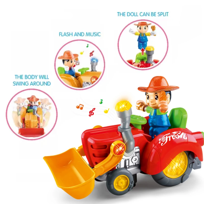 Muzicki traktor buldozer ArToon Swing sa farmerom koji se okrece telo swing efekt svetla i muzike farmer lutka se skida igracka za malisane