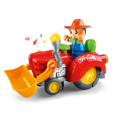 Muzicki traktor buldozer ArToon Swing sa pokretnim farmerom koji svetli i svira veselu muziku idealna igracka za decake od 3 godine